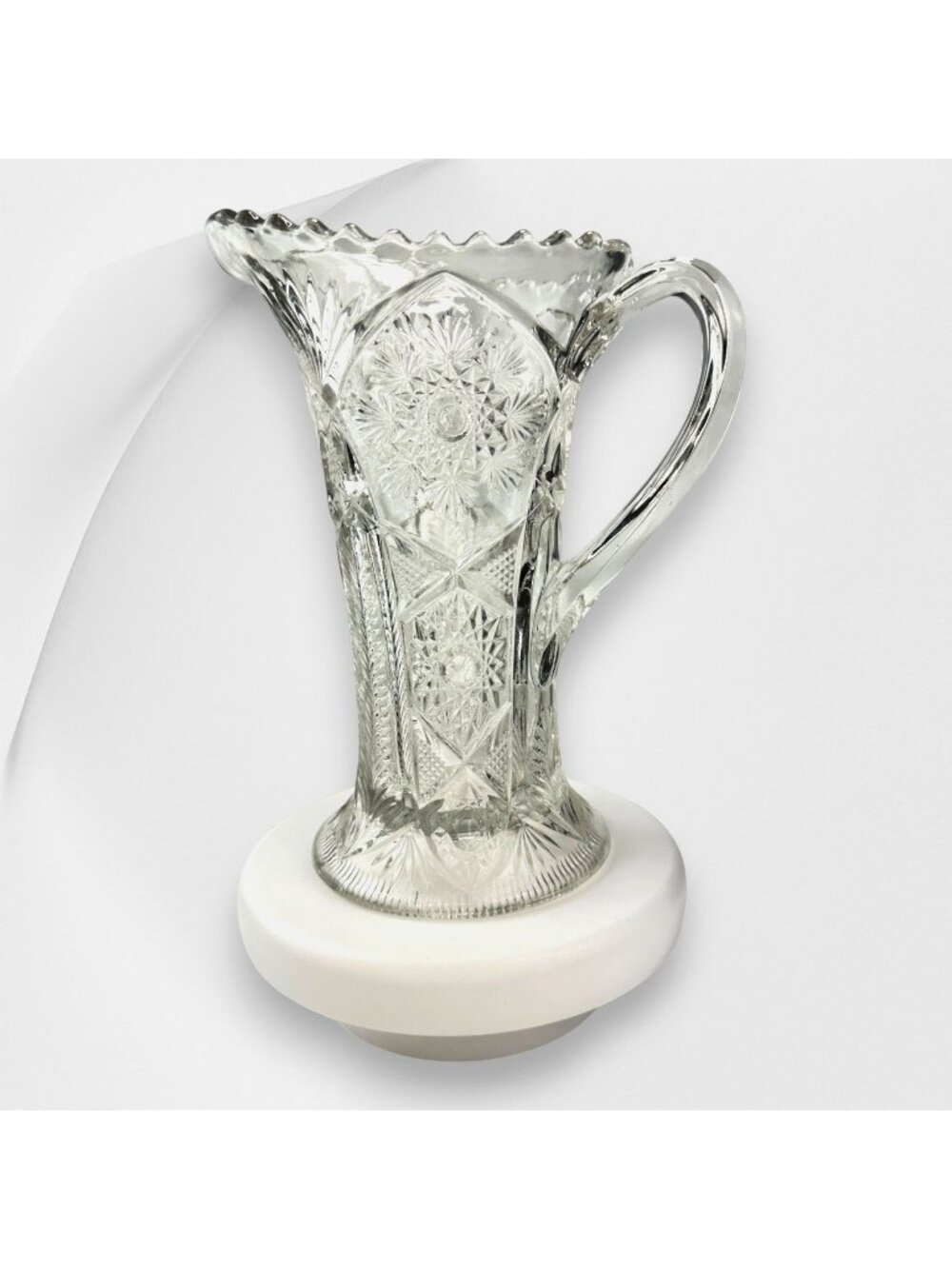 Cambridge Snowflake & Sunburst Clear Crystal Pitcher EVC No Chips EAPG